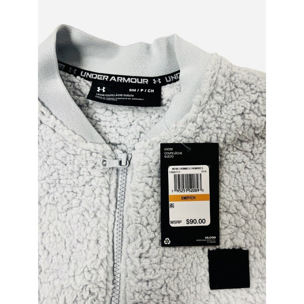 Under Armour Sherpa Bomber Jacket Gray Ultra-soft Comfort Men's Size S - Picture 10 of 10